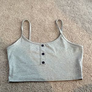 Cropped grey button tank